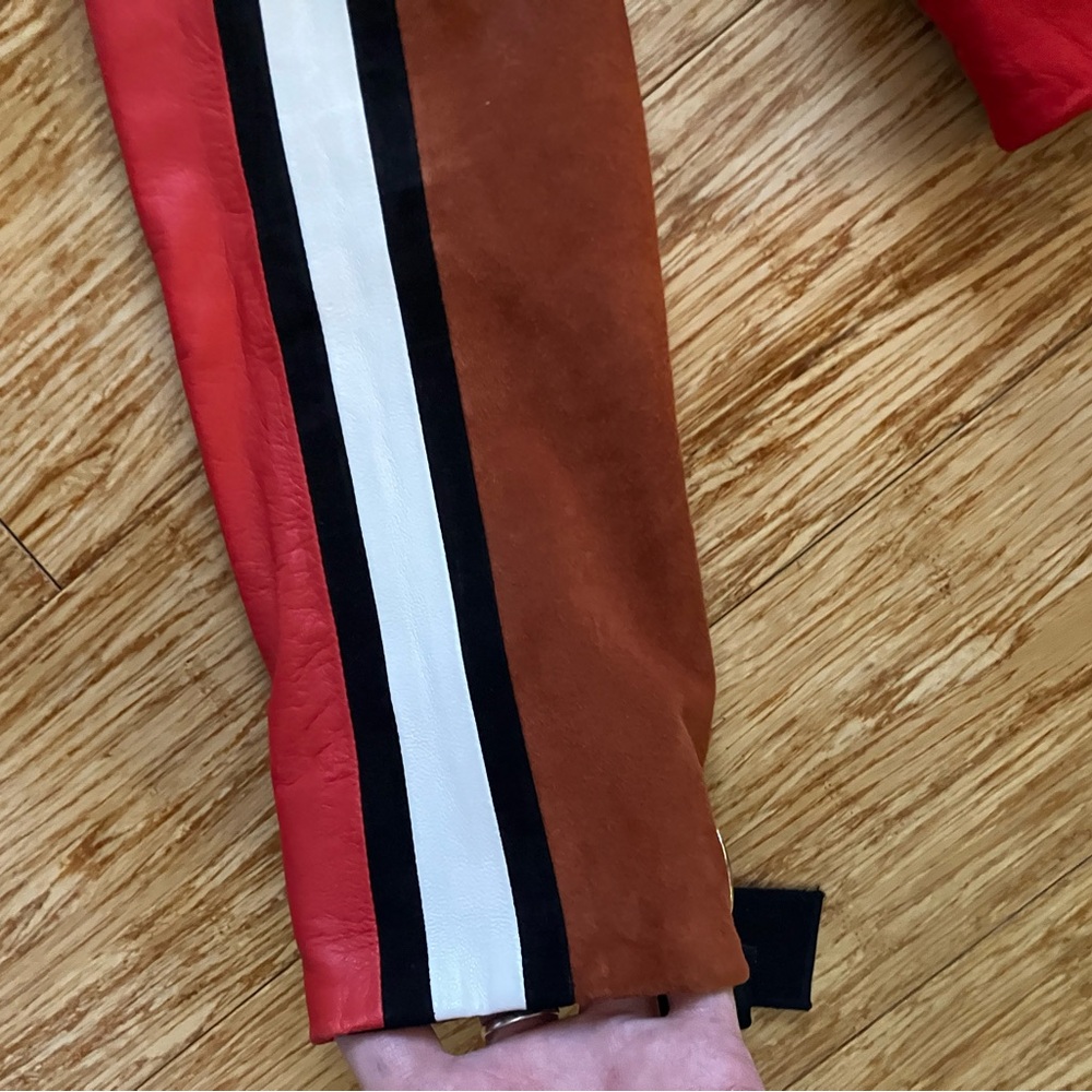 Leather color blocked Derek Lam 10 Crosby striped leather jacket - Picture 7 of 12